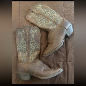 Justin Teal/Brown Women’s Western Cowboy Boots 7.5